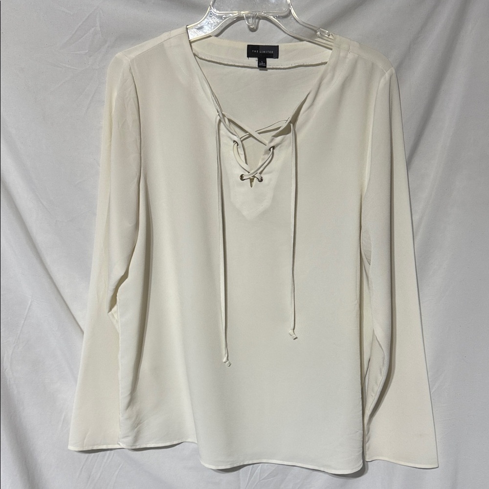 The Limited Ivory Lace-Up Blouse